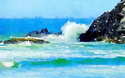 水彩画在纸上 加利福尼亚州 海岸 海洋 绘画 艺术 画画 水的颜色