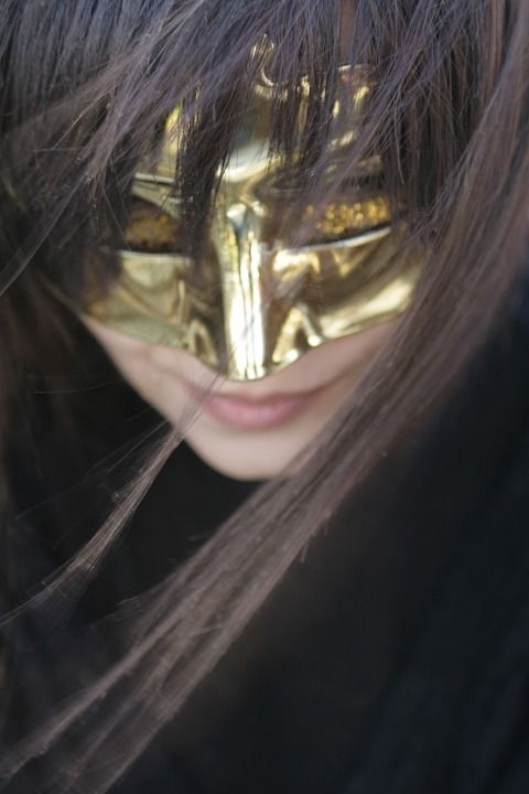 肖像 面具 女子 黄色 金色 脸 女孩 青年 时尚 人 美丽