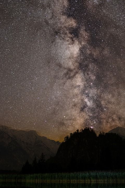 银河 星星 夜空 星空 阿尔姆湖 萨尔茨卡默古特 奥地利 山