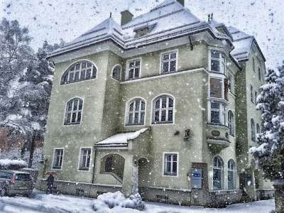 奥地利 冬天 雪 下雪 建造 结构 天空 云 目睹 树木