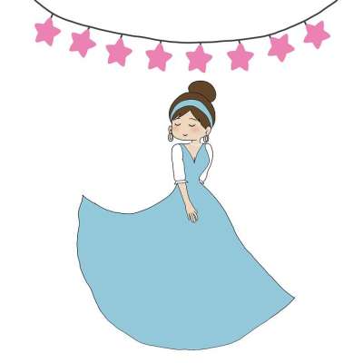 可爱的女孩子 可爱的公主 女孩在舞会礼服 生日贺卡 生日装饰 卡通女孩