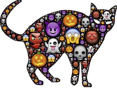 猫 万圣节 表情符号 可怕的 可怕 幽灵般的 图标 象征 假期