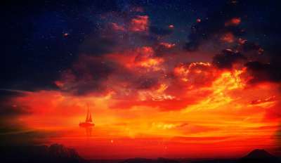 船 日落 湖 海洋 海 帆船 天空 云 星星 黄昏 暮