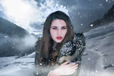 哥特 幻想 女士 幻想女人 冬天的女士 冬天 雪 中世纪 童话