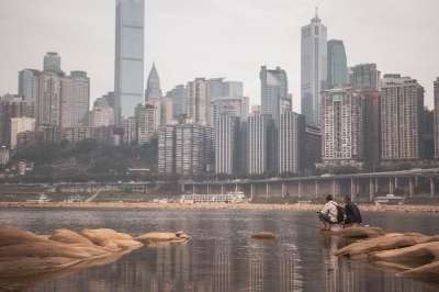 钓鱼 城市 重庆 结构 中国 旅行 灰色的城市 灰色的旅行