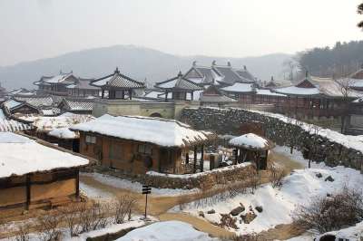韩国村雪 传统村落 韩国 民间 村庄 雪 冬天 传统 亚洲人