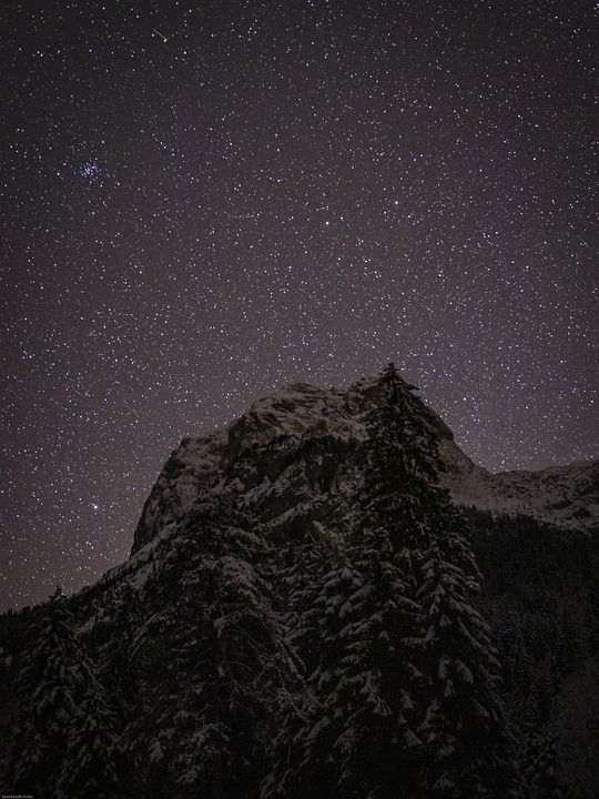 星空 山 景观 星星 夜空 空间 天堂 宇宙 夜晚 自然