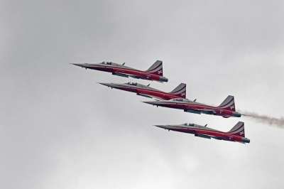 瑞士巡逻队 F-5 E 老虎 瑞士空军 特技飞行队 特技飞行 军用飞机