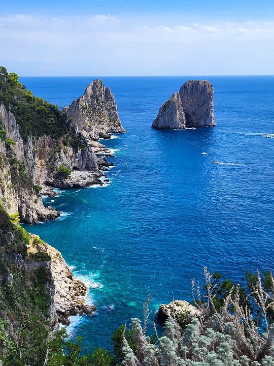 海 岛 意大利 坎帕尼亚 卡塞塔 蓝色的大海 全景 背景 悬崖