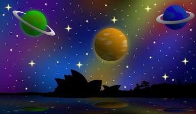 悉尼 澳大利亚 夜空 行星 流星 星空 空间 地标 悉尼歌剧院