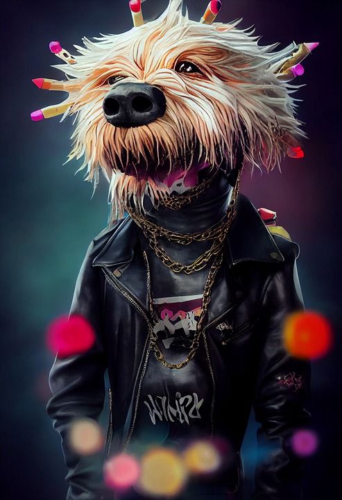 朋克 狗 幻想 吉祥物 3D 渲染 油画 犬类 动物
