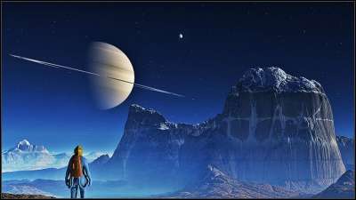 Artmatic 航海者 星空 星星 幻想 景观 山 孤独