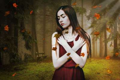 幻想 哥特 森林 神秘 女性 Saudade 情绪化的 光处理