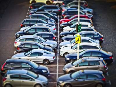 汽车 停车位 公园 交通 车辆 城市 倾斜移位 微缩效果