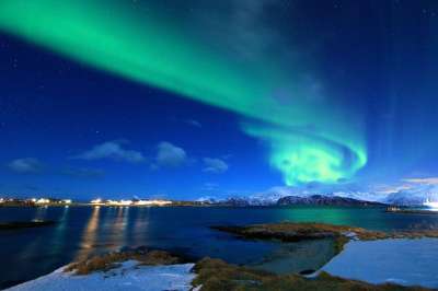 北极光 挪威 北极 Borealis 绿色 冬天 景观