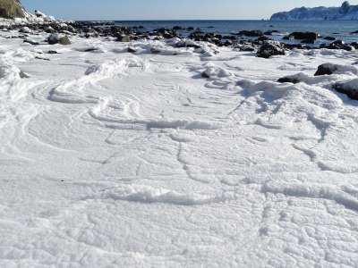 海 海滩 湾 海泡 冬季 弗罗斯特 寒冷的 雪 海岸 大海沙滩