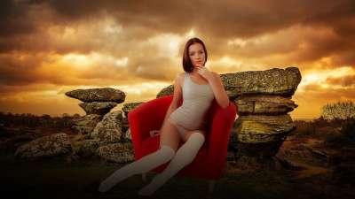 幻想 女士 女孩 女性 年轻 美丽 内衣 肖像 棕色的幻想