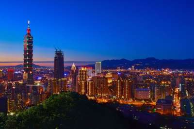 台灣台北市 台北101 城市夜景 象山 台北101 城市夜景