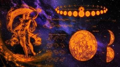 金星 土星 木星 月亮的 古董 星图集 天文学 占星术 新时代