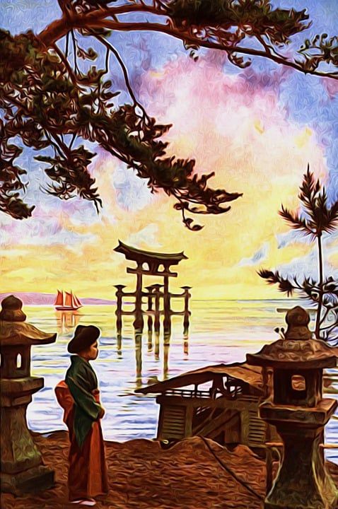 亚洲 亚洲人 东方的 日本人 亚洲女孩 东方画 女性 人们 绘画