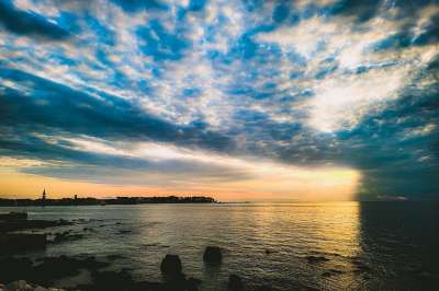 日落 海 海滩 自然 黄昏 景观 海洋