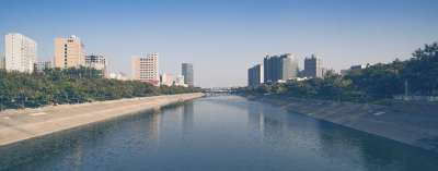 郑州 东风渠 经三路 城市 河流 桥 公园 倒影 郑州 郑州
