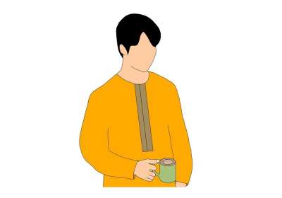 卡通人 喝 男人 剪贴画 孤立