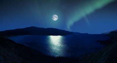 极光 月亮 苏格兰 海滩 北方 Borealis 天空 夜晚