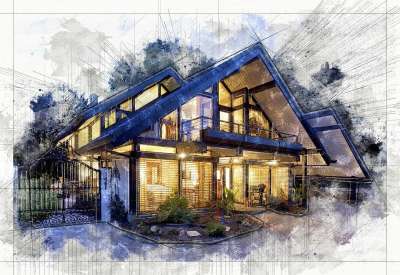 木头骨架 羊群的家庭 木材 装裱 建造 现代的 结构 数字化操作