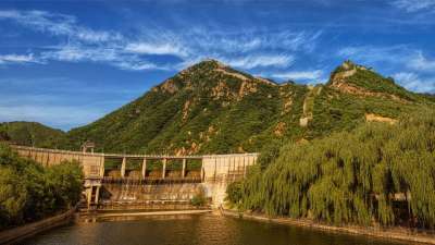长城 坝 中国 全景 地标 湖 水 景观 吸引力 山 建造
