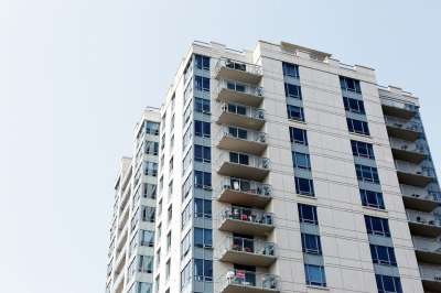 公寓 建造 结构 城市 城市的 蓝色的