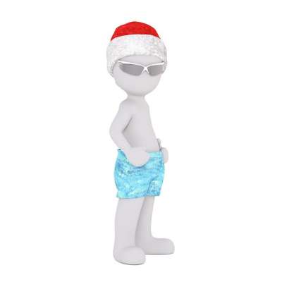 白人男性 孤立 3D 模型 圣诞节 圣诞老人的帽子 全身 白色的