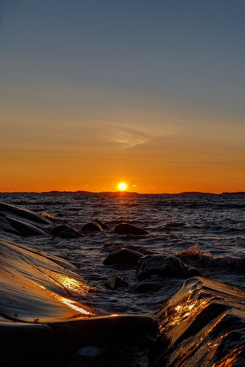 太阳 大海 海 日落 天空 霰 水 自然 一艘船 橙色的