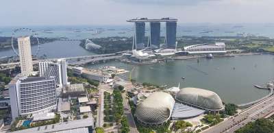 新加坡 滨海湾金沙 码头 城市景观 建筑物 摩天大楼 城市的 地铁