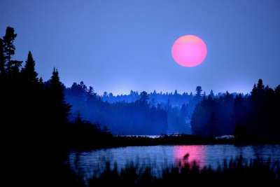 日落 黄昏 天空 晚上 太阳 树木 湖 景观 水 魁北克