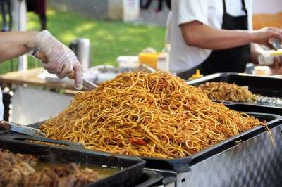中国 面条 食物 意大利面 巨星 美食家 烹饪 户外 行动