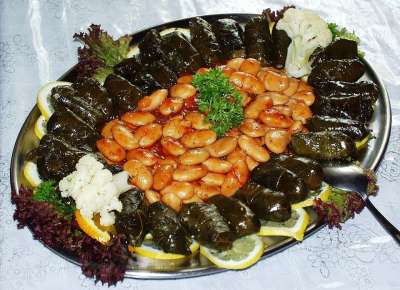 豆类 葡萄叶 希腊语 食物 地中海 一顿饭 开胃菜 晚餐 塞满的