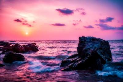 海 海洋 天空 云 岩石 编队 海滨 旅游 假期 日落 日出