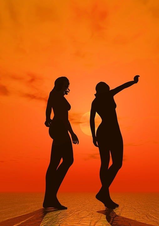 女性 图 轮廓 年轻 孤立 性感的 裸体 海滩 常设 舞蹈