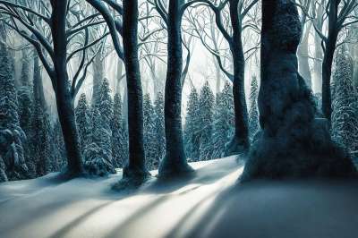 生成的Ai 自然 树木 景观 雪 冬天 幻想 季节 户外