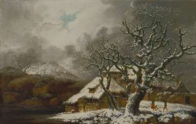 乔治 · 史密斯 艺术 绘画 布面油画 景观 冬天 雪 冰 天空