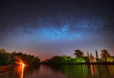 银河系 康斯坦茨湖 星星 夜空 港口 摄影 灯 长期接触 浪漫的