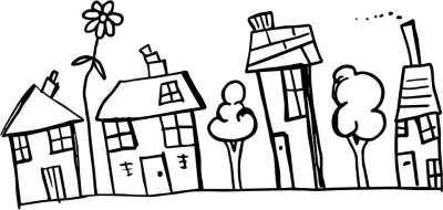 街道 房屋 建筑物 结构 涂鸦 卡通片 村庄 家 住房 住宅