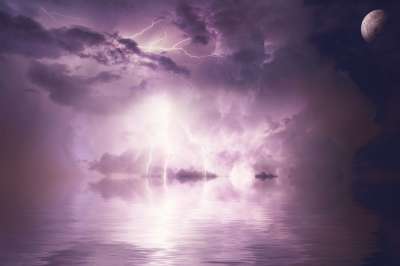 景观 幻想 风暴 反射 射线 云 月亮