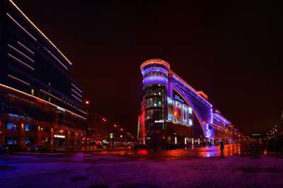 莫斯科 晚 灯 傍晚的城市 夜灯 夜城 城市 夜晚 俄罗斯