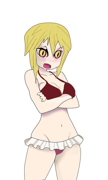 女士 生气的 漫画 女孩 性感的 动漫 美丽 姿势 模型 特点