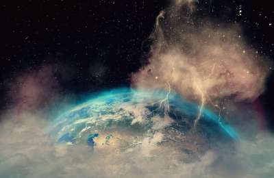 地球 空间 星空 云 天气 闪烁 雷雨 幻想图片 行星 外面