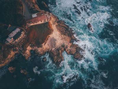 海洋 悬崖 海 自然 鸟瞰图 山
