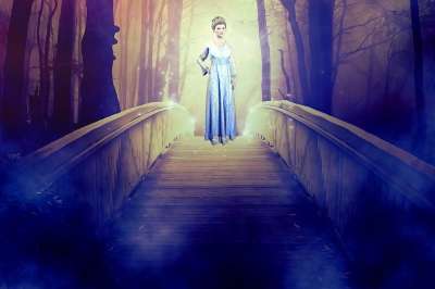 女士 鬼 外貌 神秘 桥 森林 童话 幻想 幽灵般的 梦