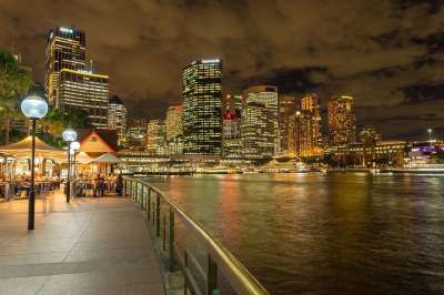 桥 悉尼港 悉尼 环形码头 海港桥 夜景 水 港口 城市 建造
